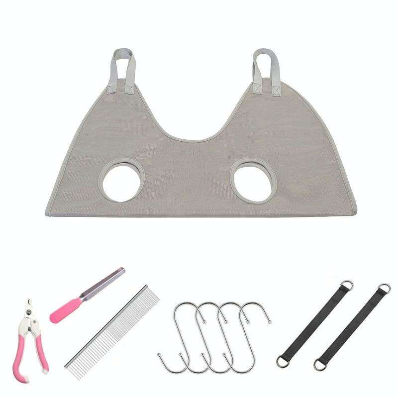 Small & Medium Pet Grooming Polyester Hanging Hammock With Trimming Tool, Size:S(Gray)