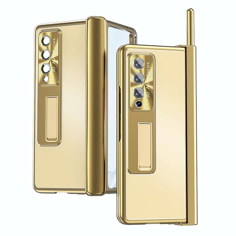 For Samsung Galaxy Z Fold3 5G Aluminum Alloy Double Hinge Shockproof Phone Protective Case(Gold)