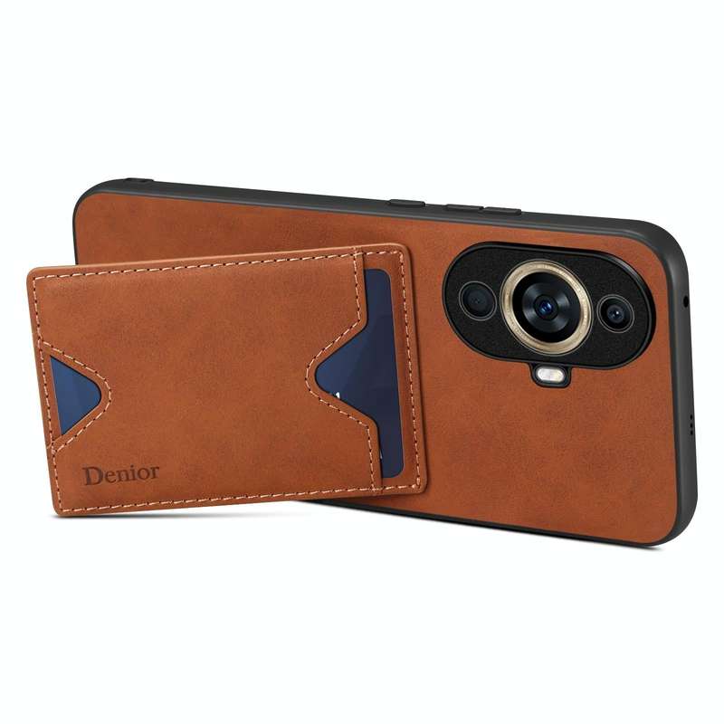 For Huawei nova 11 Denior PU Back Cover Card Slot Holder Phone Case(Blue)