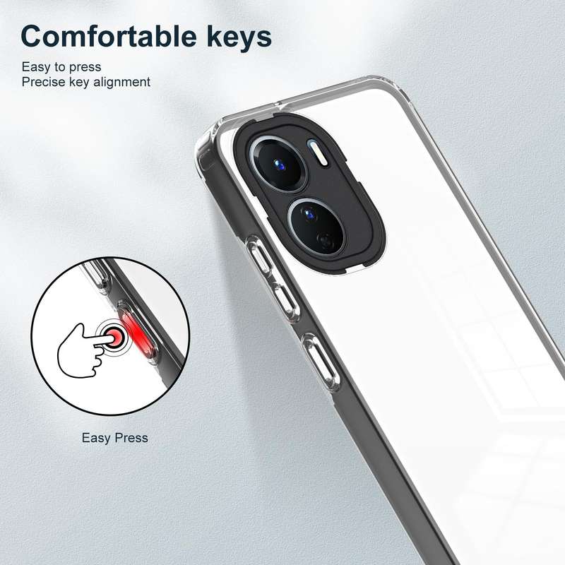 For vivo Y16 3 in 1 Clear TPU Color PC Frame Phone Case(Black)