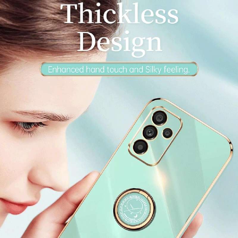 For Samsung Galaxy A14 5G XINLI Straight Edge 6D Electroplate TPU Phone Case with Ring Holder(Min...