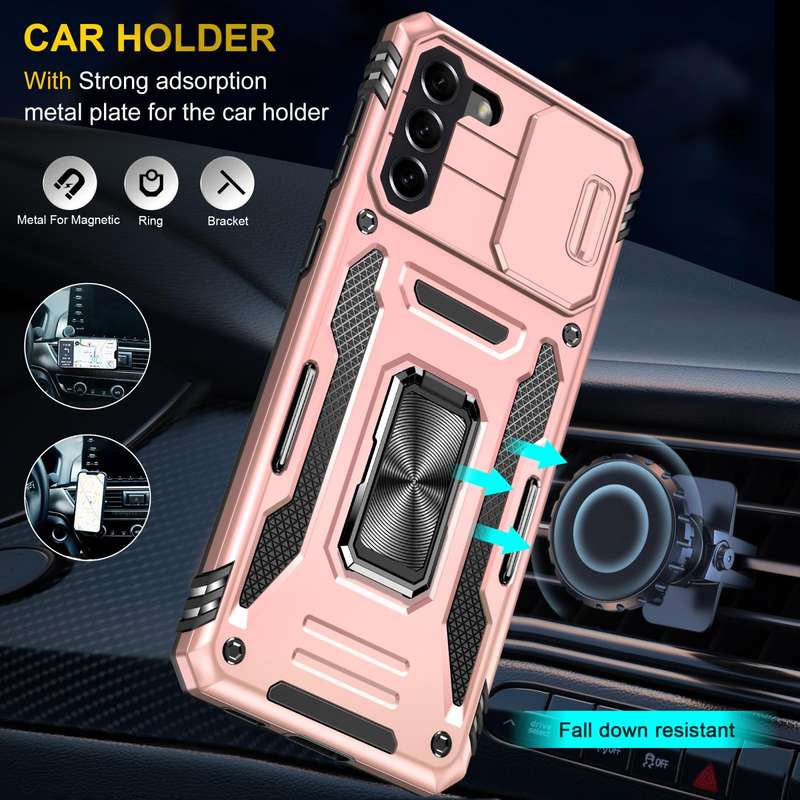 For Samsung Galaxy S21 5G Armor PC + TPU Camera Shield Phone Case(Rose Gold)