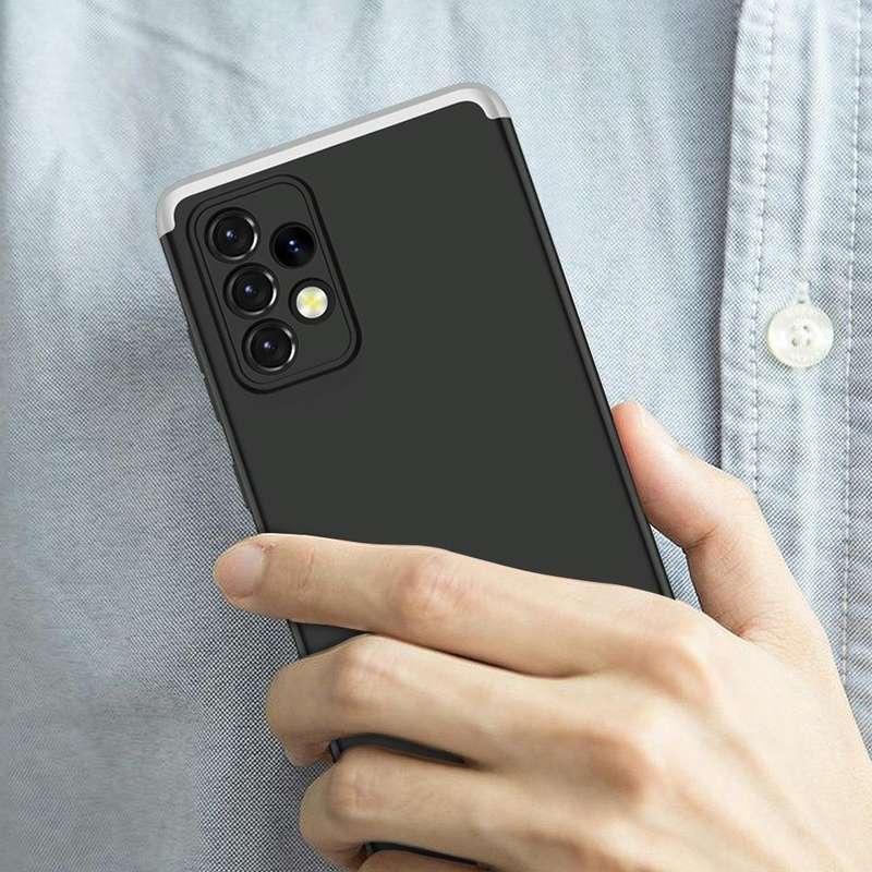 For Samsung Galaxy A52 5G / 4G GKK Three Stage Splicing Full Coverage PC Phone Case(Black Silver)