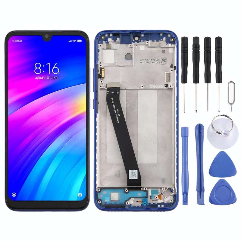 TFT LCD Screen for Xiaomi Redmi 7 Digitizer Full Assembly with Frame(Blue)