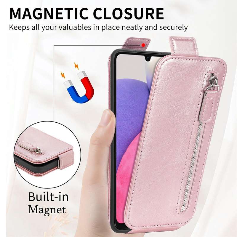 For Samsung Galaxy A33 5G Zipper Wallet Vertical Flip Leather Phone Case(Pink)