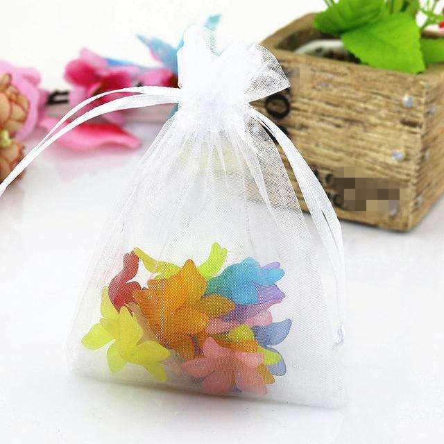 100 PCS Organza Gift Bags Jewelry Packaging Bag Wedding Party Decoration, Size: 7x9cm(D2 White)