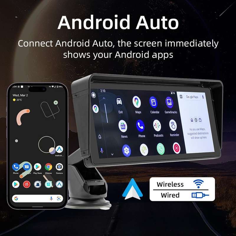 B5313 10.26 inch Portable Car MP5 Player Support CarPlay / Android Auto(Black)