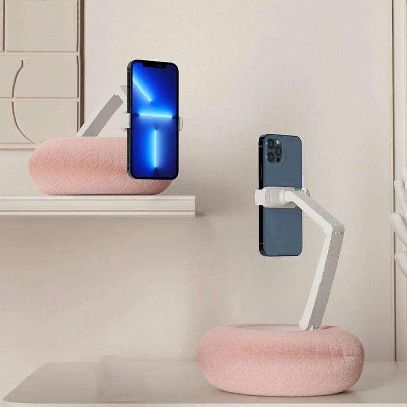 Pillow Phone Tablet Rotating Holder Lazy Desktop Bed Live Stand, Color: Single Axis Rack-Beige