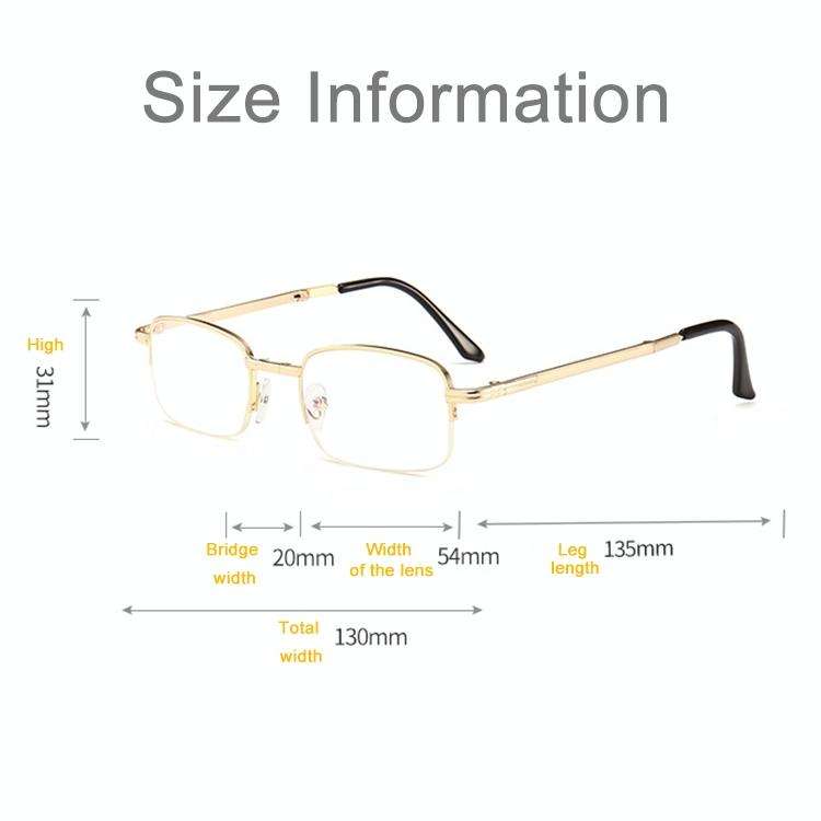 Folding Anti Blue-ray Presbyopic Reading Glasses with Case & Cleaning Cloth, +3.00D(Gold)
