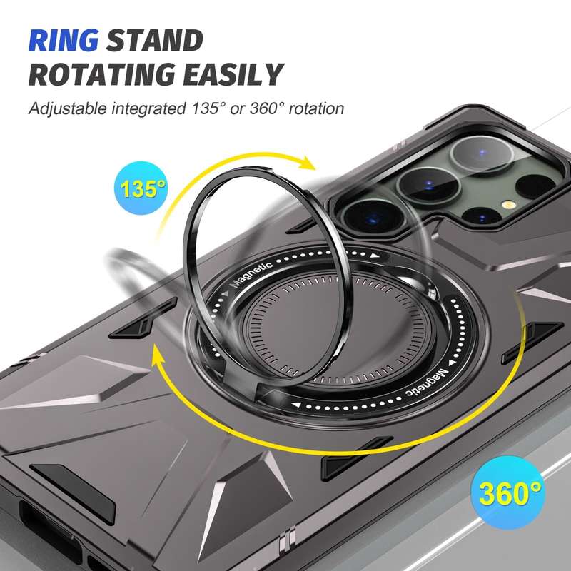 For Samsung Galaxy S24 Ultra 5G MagSafe Magnetic Shockproof Phone Case with Ring Holder(Dark Grey)