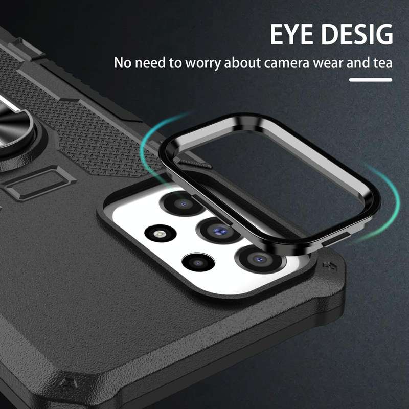 For vivo V27e Ring Holder Armor Hybrid Phone Case(Black)
