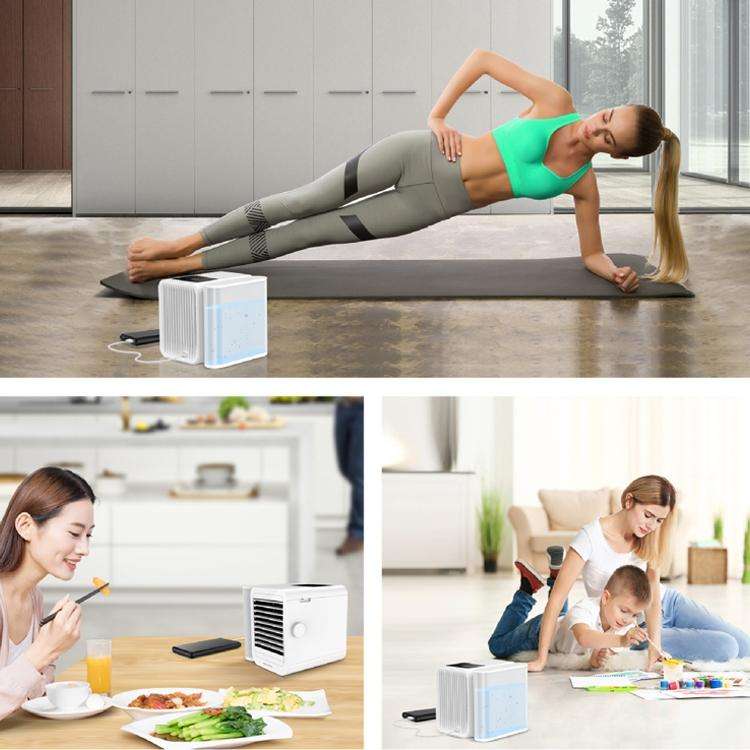 3 in 1 Refrigeration + Humidification + Purification Air Cooler Desktop Cooling Fan with Colorful...