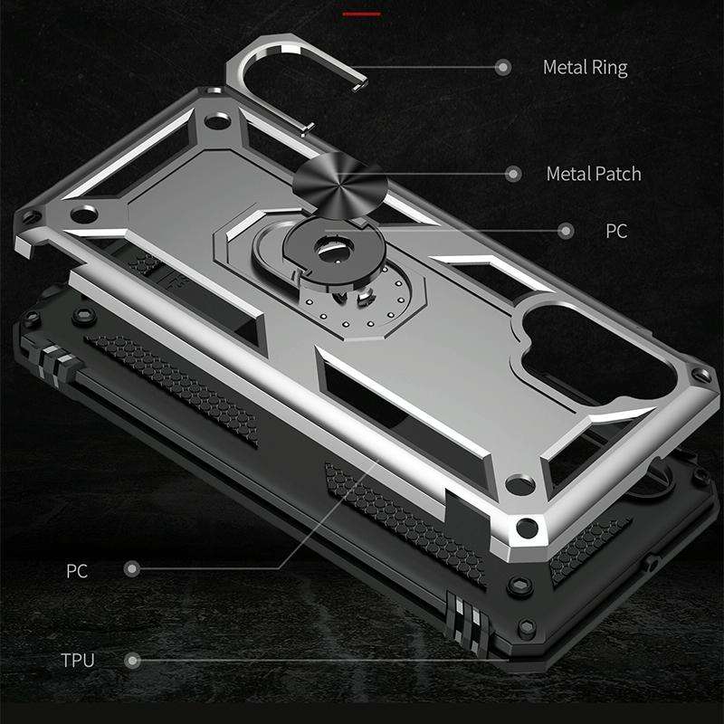 For Samsung Galaxy A53 / A53s Armor Shockproof Phone Case with Ring Holder(Silver)