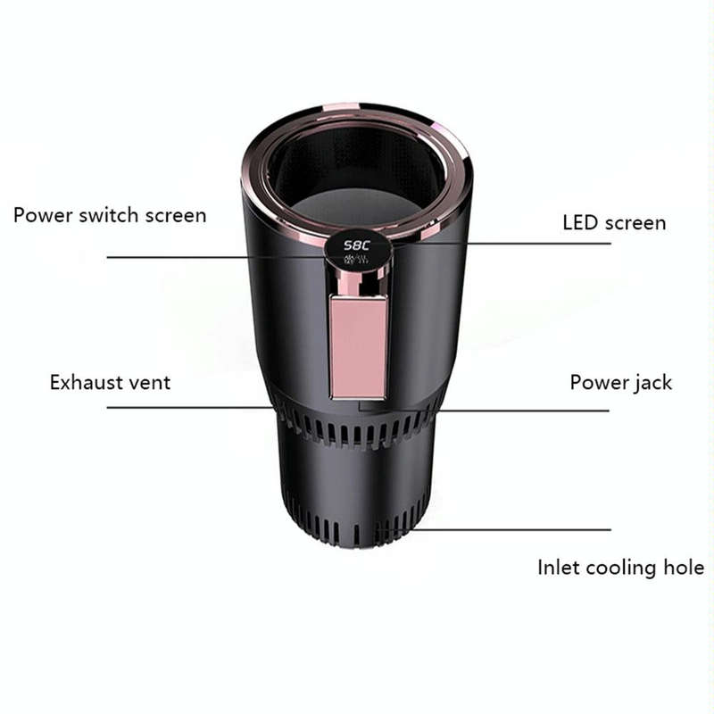 2-in-1 Smart Car Cup Cooler Outdoor Travel Heater Portable Auto Mini Refrigerator 12V Cooling Hea...
