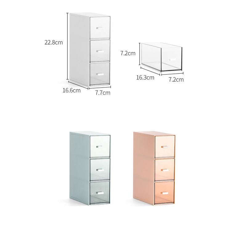 Desktop Drawer Storage Box Cosmetics Office Student Stationery Pen Dormitory Three Grid Desk Rack...