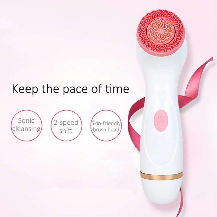 CNaier AE-868 Battery-powered Silicone Ultrasonic Vibration Face Skin Care Electric Facial Cleans...