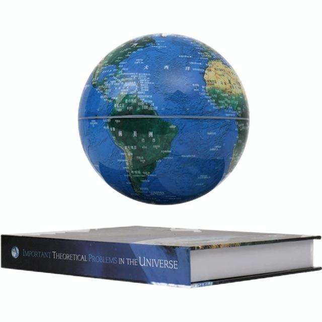 6 inch Bilingual Dark Blue White Light Magnetic Levitation Globe + Book Shape Base Office Crafts ...