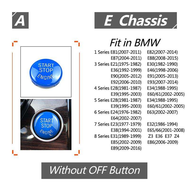 Car Engine Start Key Push Button Cover for BMW E90 Chassis (Blue)