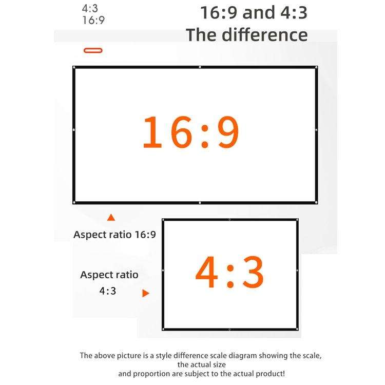 Simple Folding High Density Polyester Projector Film Curtain, Size:120 inch (16:9) Projection Are...