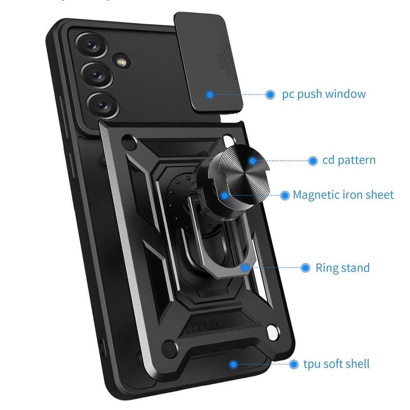 For Samsung Galaxy A14 5G Sliding Camera Cover Design TPU+PC Phone Case(Black)