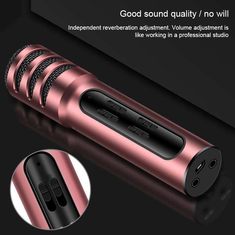BGN-C7 Condenser Microphone Dual Mobile Phone Karaoke Live Singing Microphone Built-in Sound Card...