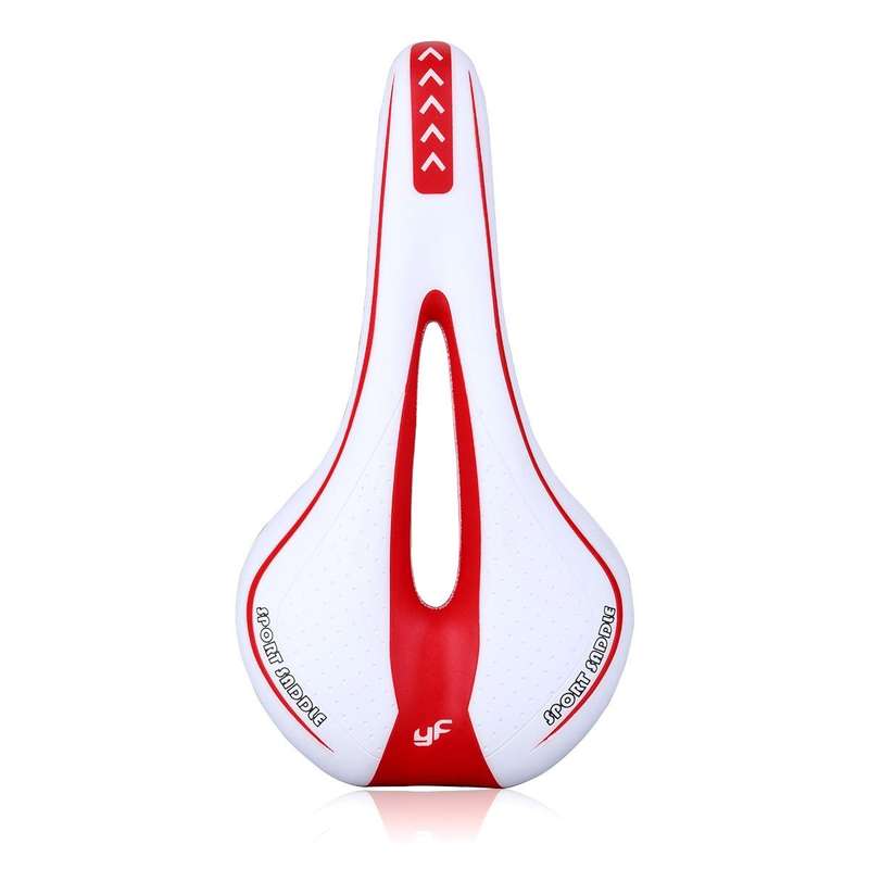 YAFEE YF-1018 Mountain Bike Saddle Bicycle Riding Saddle Bicycle Saddle(White Red)
