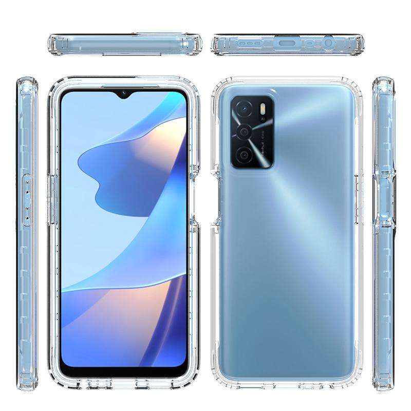 For OPPO A16 Shockproof High Transparency Two-color Gradual Change PC+TPU Candy Colors Phone Prot...