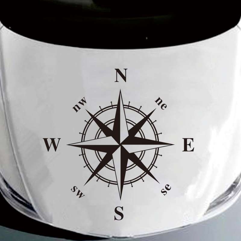 D-366 Compass Pattern Car Modified Decorative Sticker(Black)