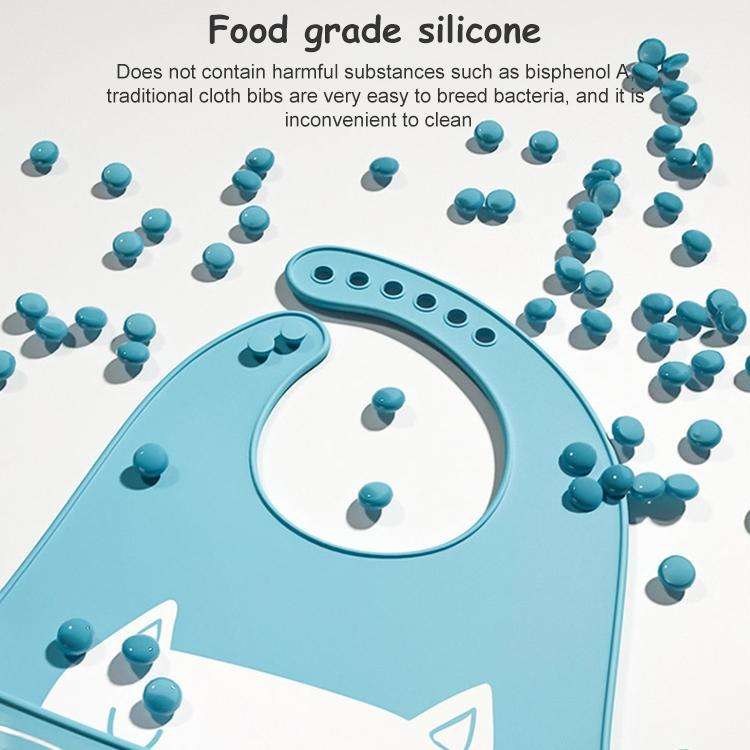 Waterproof Baby Silicone Bibs Kids Feeding Bandana (Gray Blue)