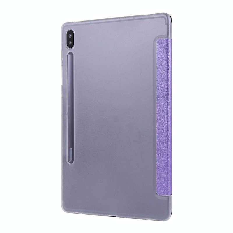 For Samsung Galaxy Tab S8 / Galaxy Tab S7 / T870 Silk Texture Three-fold Horizontal Flip Leather ...
