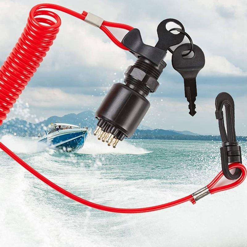 A6630 BRP Side Control Ignition Switch Key with Lanyard 5005801 for Johnson Evinrude