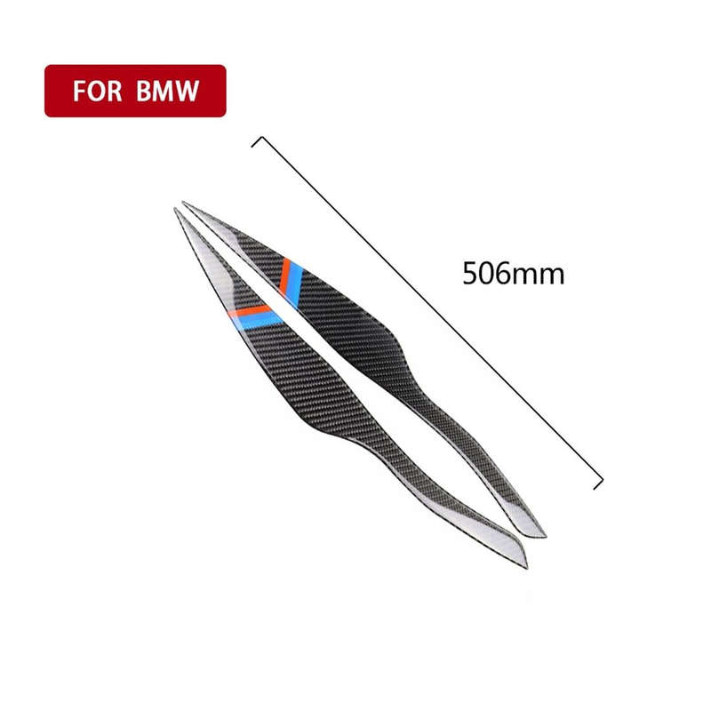 1 Pair Three Color Carbon Fiber Car Lamp Eyebrow Decorative Sticker for BMW E90 / 318i / 320i / 3...