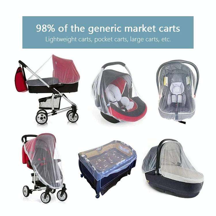 3 PCS 150cm Baby Pushchair Mosquito Insect Shield Net Safe Infants Protection Mesh Stroller Acces...