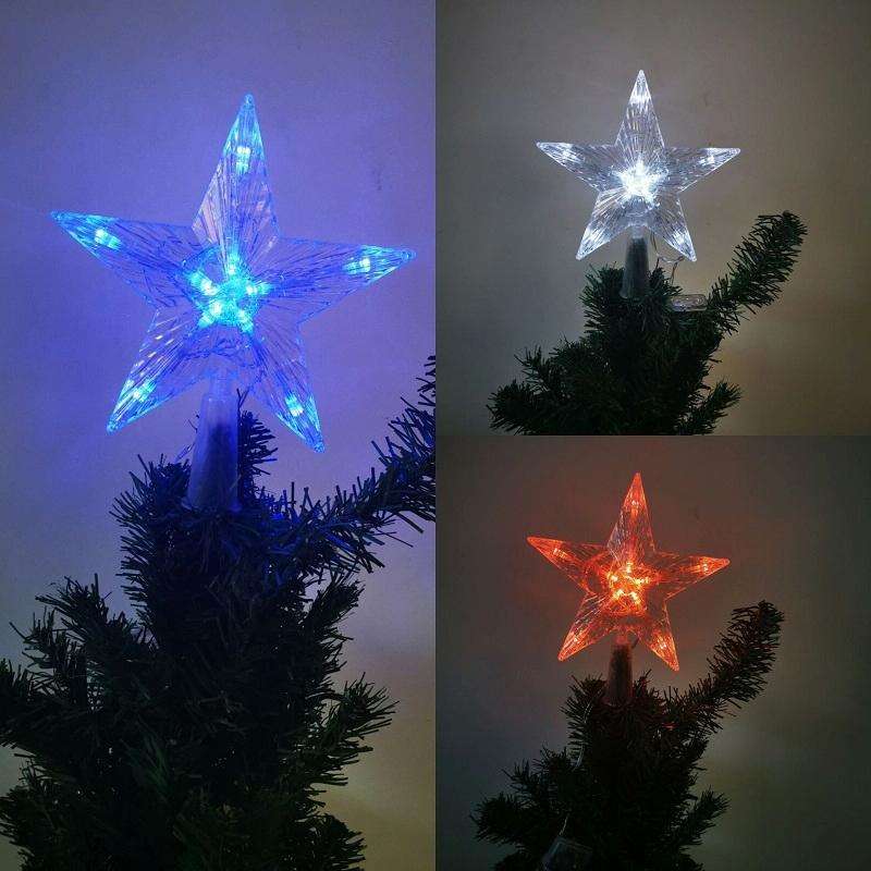 Christmas Tree Top Light LED Glowing Star Lights, Size: Small Battery Model(Red)