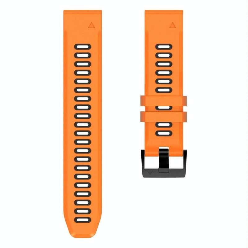 For Garmin Fenix 6X 26mm Silicone Sports Two-Color Watch Band(Orange+Black)
