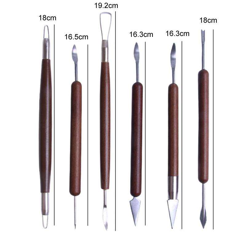 6pcs/set Wooden Pottery Trimming Tools Educational Art Supplies