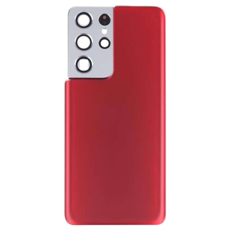 For Samsung Galaxy S21 Ultra 5G Battery Back Cover with Camera Lens Cover (Red)