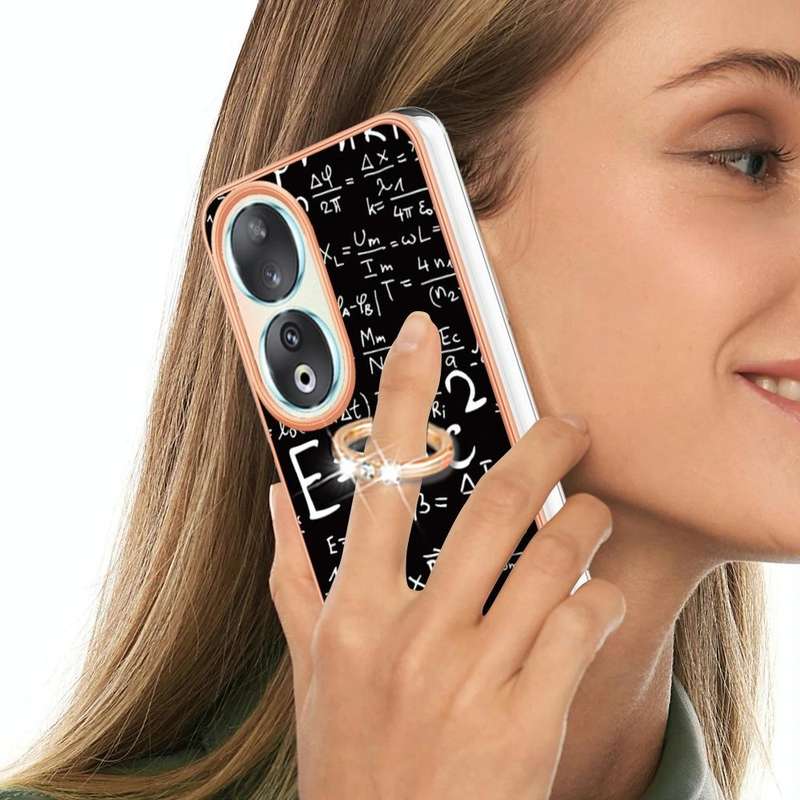 For Honor 90 5G Electroplating Dual-side IMD Phone Case with Ring Holder(Equation)