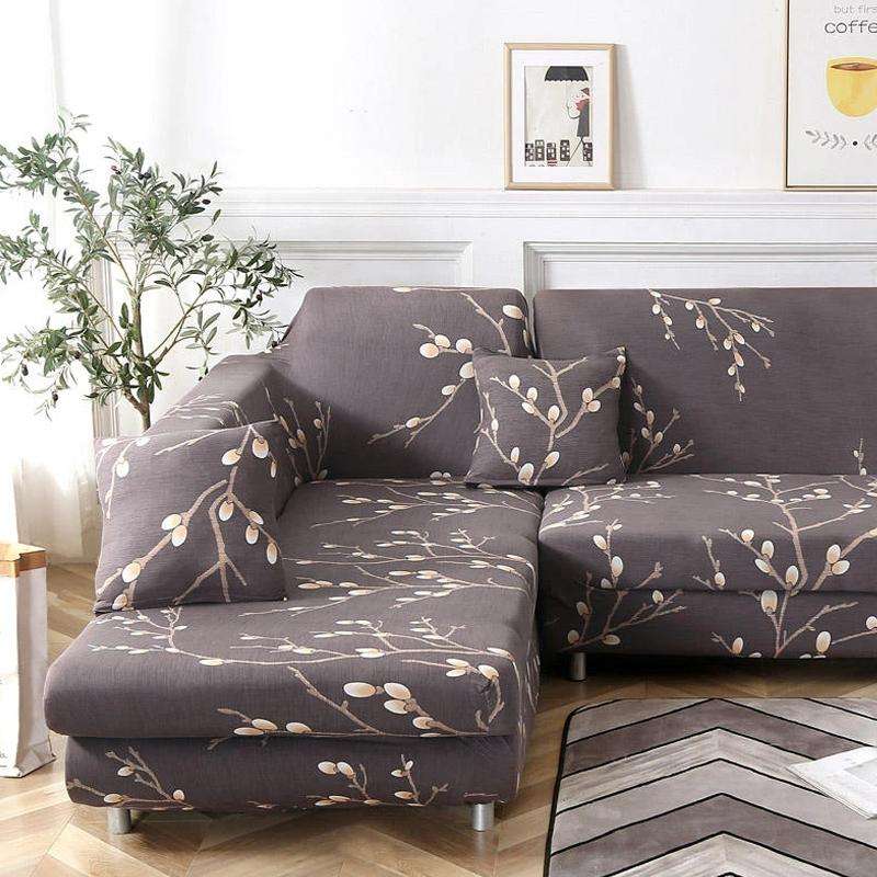 Fabric High Elastic All Inclusive Lazy Sofa Cover, Size: 4 Persons(Blog F)