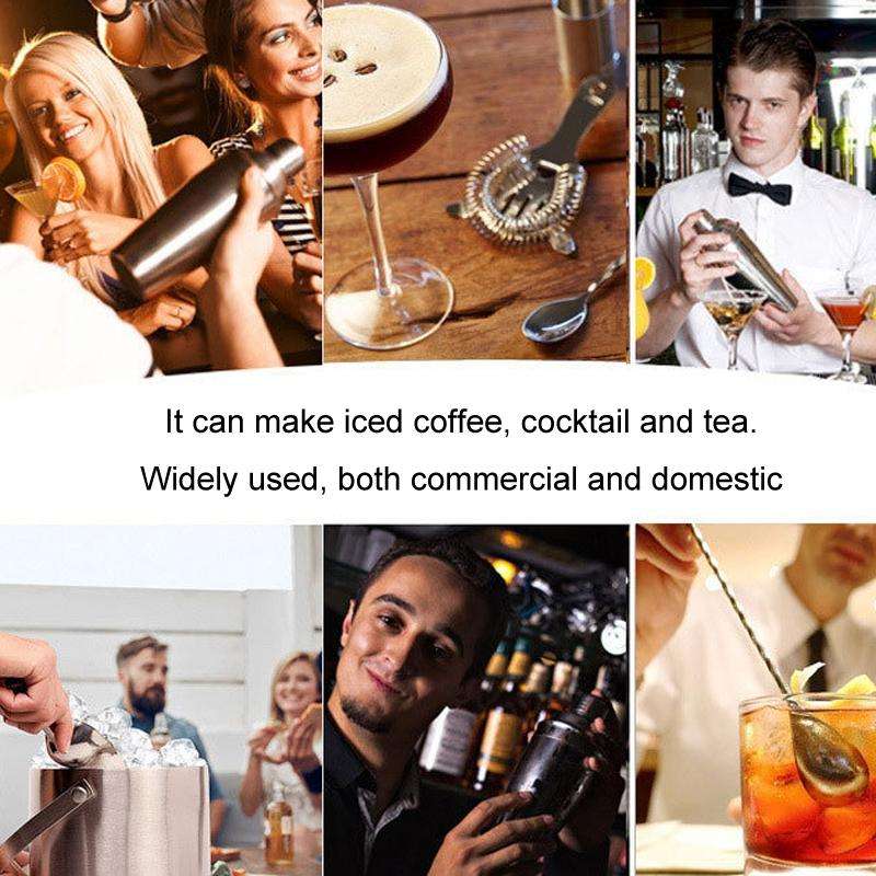 550ml 12 In 1 Stainless Steel Bartender Wooden Stand Set Cocktail Bartending Tools