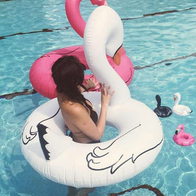 Swan Shaped Inflatable Floating Swimming Safety Pool Ring, Inflated Size: 110cm (White)