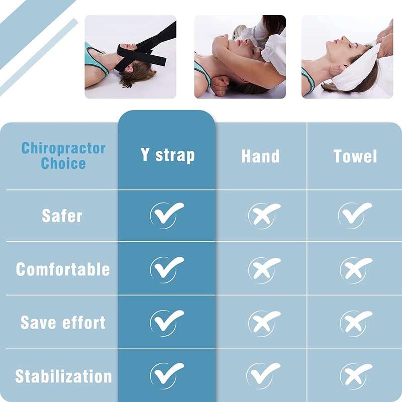 Y -Shaped Spine Chiropractic Decompression Traction Tool with Chin Strap, Size: Free Size(Black)