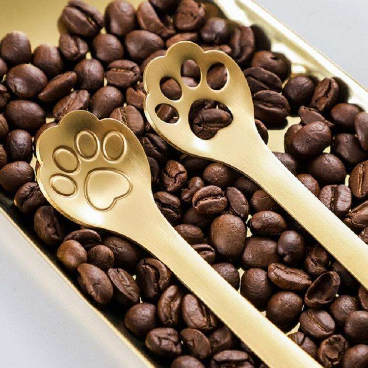 Stainless Steel Creative Cat Claw Coffee Spoon Dessert Cake Spoon, Style:Cat Claw Spoon, Color:Co...