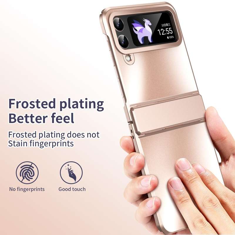 For Samsung Galaxy Z Flip4 5G Electroplating All-inclusive Phone Case with Hinge(Pink)