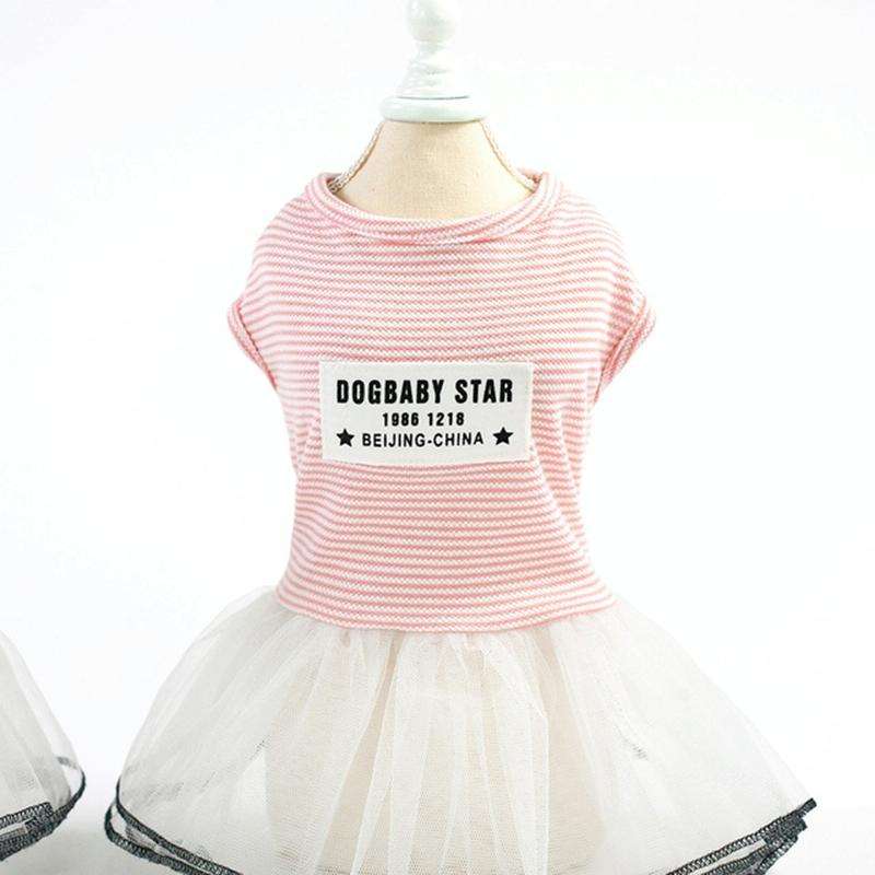 Pet Clothes Dog Summer Breathable Striped Skirt, Size:XL(Pink)