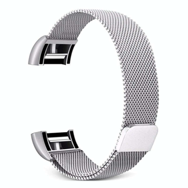Smart Watch Stainless Steel Watch Band for FITBIT Charge 2, Size: L(Silver)
