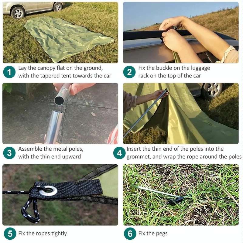 Outdoor Picnic Camping Tent On The Side Of The Car Vehicle Rain-proof Sunshade Canopy 300x200cm(K...