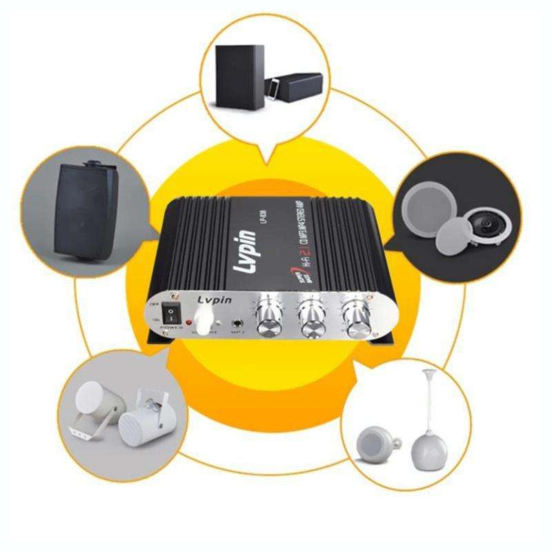 Car 2.1CH HIFI Subwoofer Amplifier Audio, Support MP3(Black)