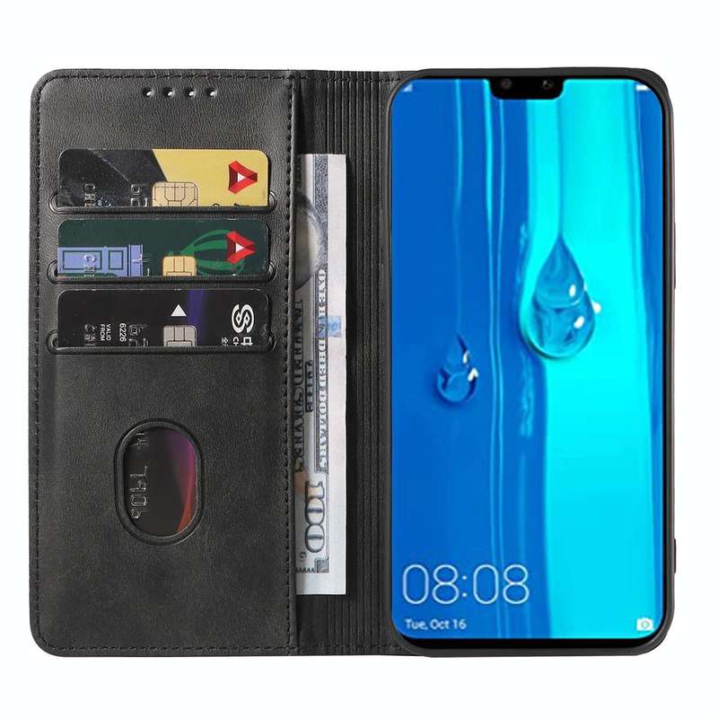 For Huawei Y9 2019 Magnetic Closure Leather Phone Case(Black)