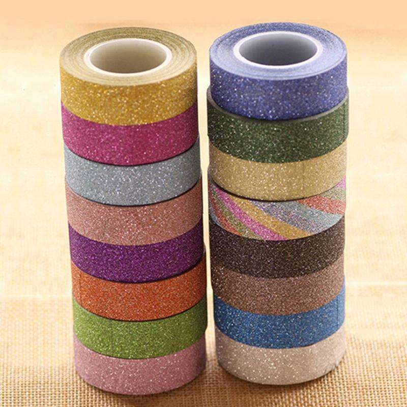 Flash Washi Sticky Paper Tape Label DIY Decorative Tape, Length: 10m(Silver)